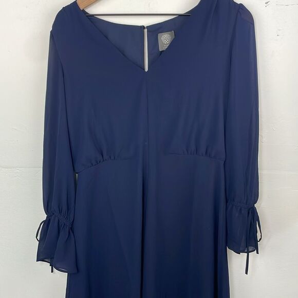 Vince Camuto Navy Blue Career Chiffon Blouson Dress size 8 - Picture 3 of 16